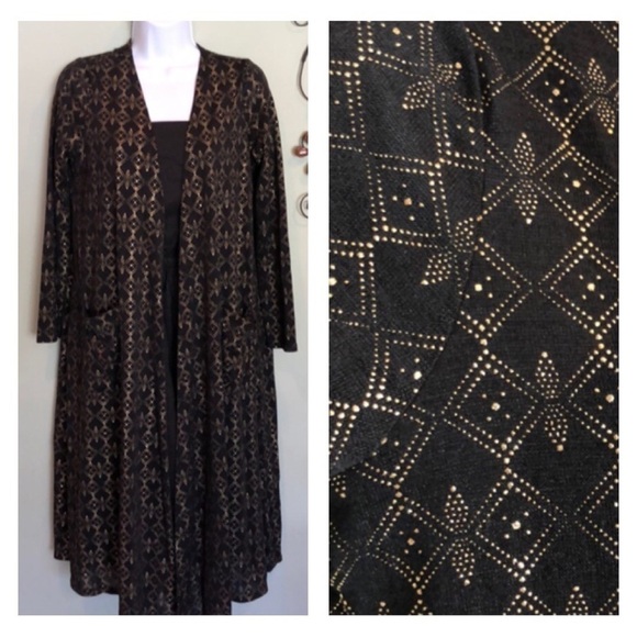 LuLaRoe Sarah Elegant Small Holiday Maxi Cardigan Pockets Long Line Sweater - Picture 2 of 11